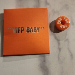 EFFY Carnival Cruise Barrel "VIFP BABY"  Pendant Orange w/White Lettering| NEW